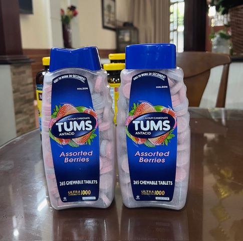 Viên nhai hỗ trợ dạ dày TUMS Extra Strength 1000mg  265V- Giảm ợ nóng, ợ chua - Hương vị trái cây - 265 viên của Mỹ