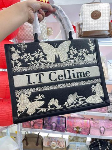 (Hàng V.I.P LIMITED - NO BOX) - Túi xách Tote Nữ IT. CELLIME sức chứa lớn họa tiết thêu thời thượng, đẳng cấp, màu Đen