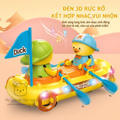 Đồ chơi vịt chèo thuyền tự động chạy có nhạc, đèn giúp bé phát triển giác quan Thế giới đồ chơi 1104