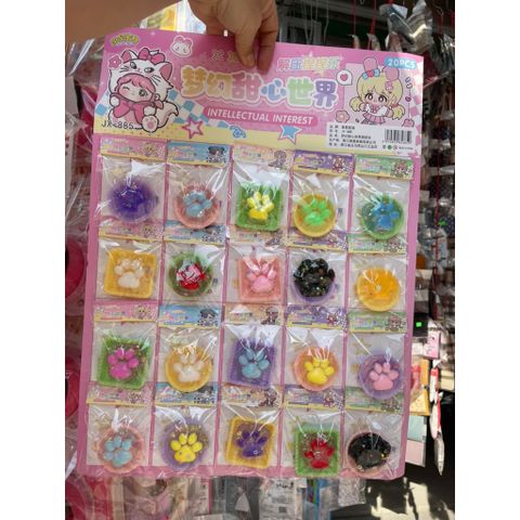 [Đại sỉ cổng trường] Vỉ 20 Pudding Squishy bóp mềm chân mèo mini