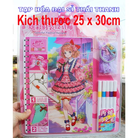 Sổ trang điểm Công chúa kèm 5 bút màu