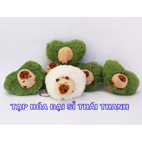 Móc khoá gấu bông hình tim capybara làm quà tặng 14/2