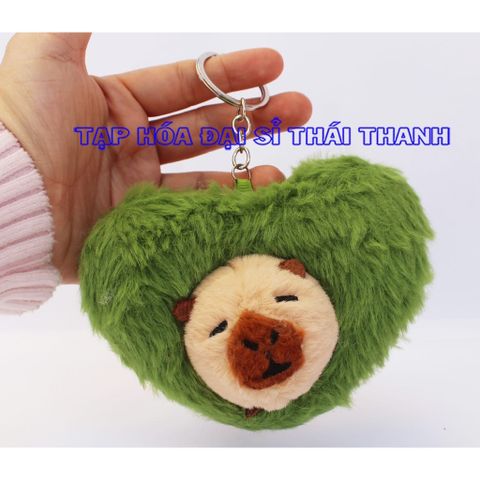 Móc khoá gấu bông hình tim capybara làm quà tặng 14/2