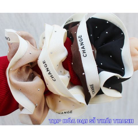 Buộc tóc vải đẹp đường viền có đính hạt lấp lánh