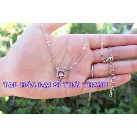 01 Dây chuyền mặt hình hello kitty hạt đá màu hồng