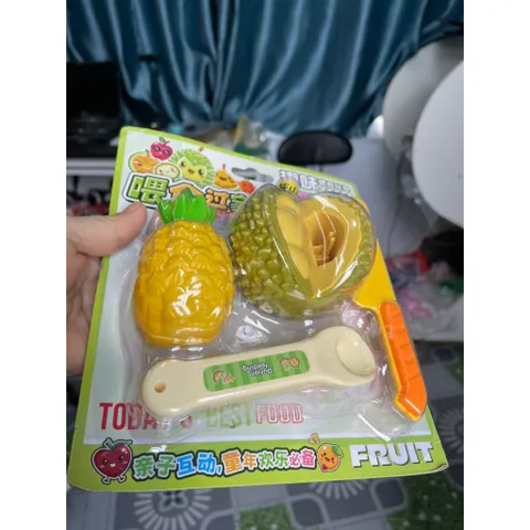 Đồ chơi nhựa đút pudding hình sầu riêng, có dao chẻ& muỗng đút