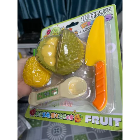 Đồ chơi nhựa đút pudding hình sầu riêng, có dao chẻ& muỗng đút