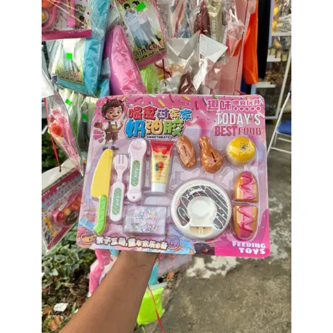 [Set to] Đồ chơi nhựa đút pudding ăn bánh donut nhân kem giải trí vui nhộn
