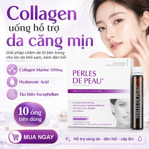 Arkopharma Perles De Peau Radiance Collagen 5000mg – Nước Uống Đẹp Da Pháp (Hộp 10 Ống)