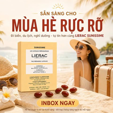 [sale date 1/2027] Viên uống đẹp da Lierac Sunissime The Preparing Capsules 30 viên. Hỗ trợ chống nắng, kéo dài hiệu ứng làn da rám nắng