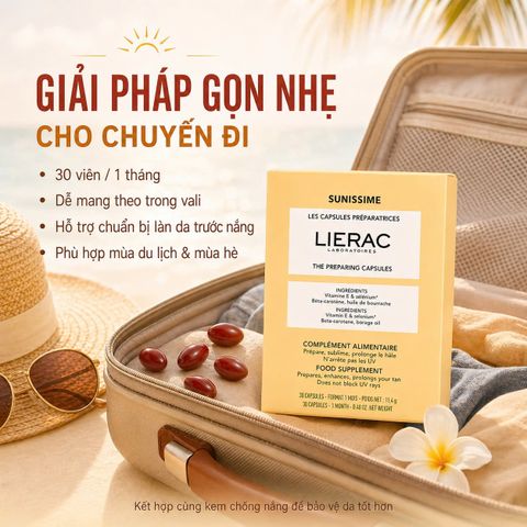 [sale date 1/2027] Viên uống đẹp da Lierac Sunissime The Preparing Capsules 30 viên. Hỗ trợ chống nắng, kéo dài hiệu ứng làn da rám nắng