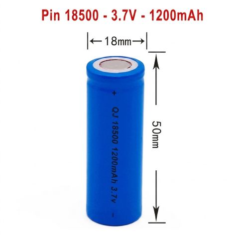 PIN 18500 3.7V DUNG LƯỢNG 1200mAh DÒNG XẢ CAO 5C, PHÙ HỢP CHO ĐÈN LASER, ĐÈN PIN, MÁY CẠO RÂU...