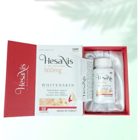 [1 tặng 1 DDVS] - Viên uống trắng da Hesanis ( Glutathion , Orthinin, Vitamin C) Thổ Nhĩ Kì - Hỗ trợ làm sáng da, trẻ hóa làn da