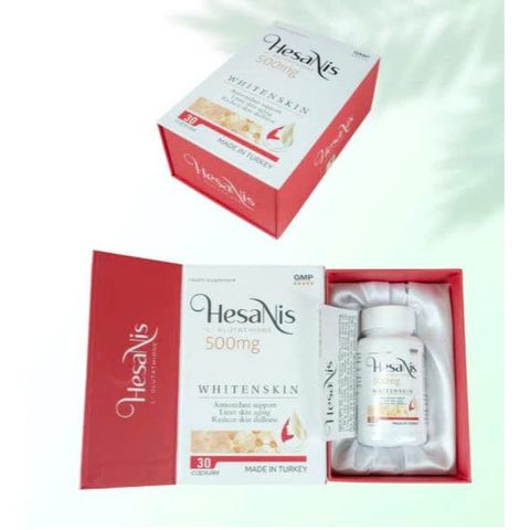 [1 tặng 1 DDVS] - Viên uống trắng da Hesanis ( Glutathion , Orthinin, Vitamin C) Thổ Nhĩ Kì - Hỗ trợ làm sáng da, trẻ hóa làn da