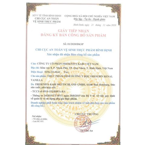 Sữa Fresubin Renal Drink Vanilla - Dinh dưỡng cho người suy thận trước lọc thận