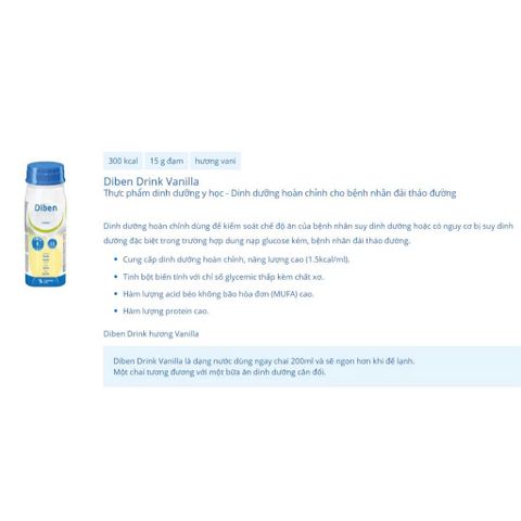 Combo 3 Lốc Sữa DIBEN DRINK cho người tiểu đường, suy dinh dưỡng (12 chai x 200ml)