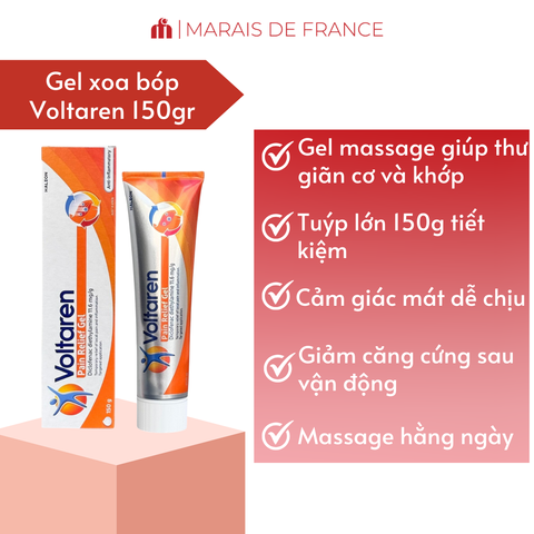 Voltaren Pain Relief Gel 150g – Gel Bôi Ngoài Da Thấm Nhanh, Mát Lạnh