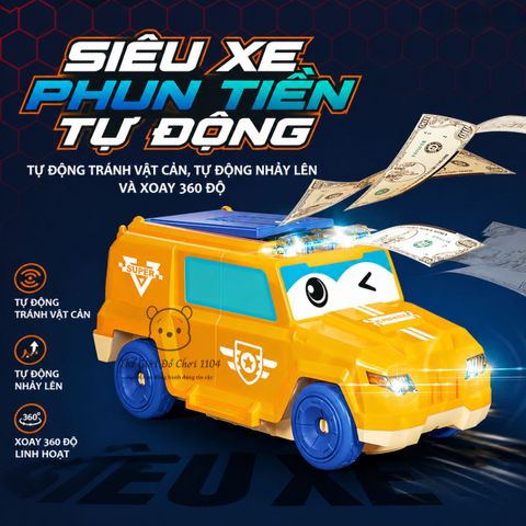 Đồ chơi xe ô tô chạy tự động phun tiền xoay 360 độ tăng khả năng quan sát cho bé Thế Giới Đồ Chơi 1104