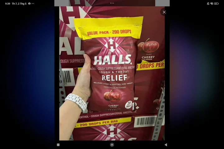 Kẹo Halls Relief hỗ trợ giảm ho Mỹ 200 viên