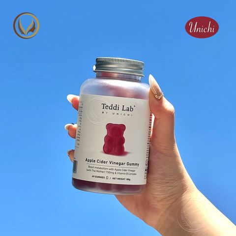 Kẹo dẻo giấm táo, hỗ trợ giảm cân Unichi Apple Cider Vinegar Gummy 60 viên