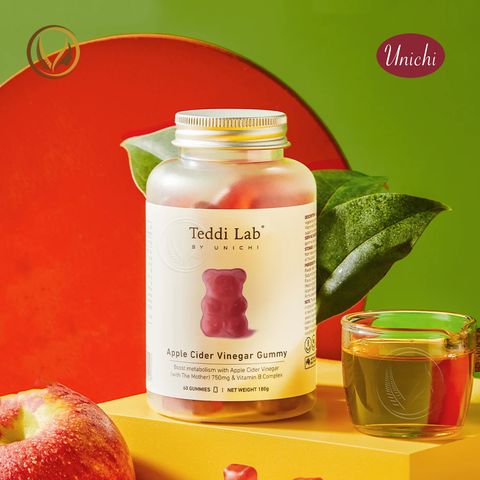 Kẹo dẻo giấm táo, hỗ trợ giảm cân Unichi Apple Cider Vinegar Gummy 60 viên