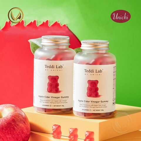 Kẹo dẻo giấm táo, hỗ trợ giảm cân Unichi Apple Cider Vinegar Gummy 60 viên