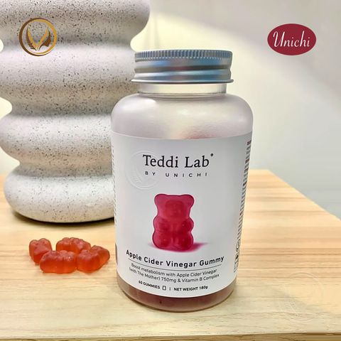 Kẹo dẻo giấm táo, hỗ trợ giảm cân Unichi Apple Cider Vinegar Gummy 60 viên