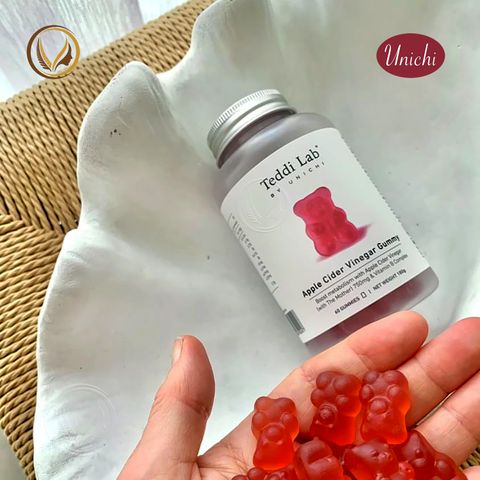 Kẹo dẻo giấm táo, hỗ trợ giảm cân Unichi Apple Cider Vinegar Gummy 60 viên