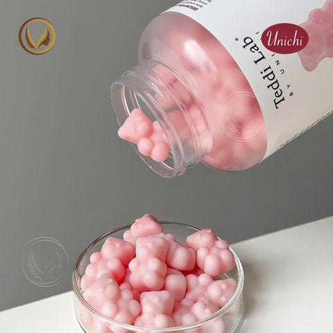 Kẹo dẻo bổ sung Canxi Vitamin D3 giúp xương chắc khỏe Unichi Teddi Lab Calcium Vitamin D3 Gummy 60 viên