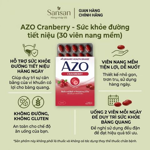 Viên uống bảo vệ sức khỏe Azo Yeast Plus/ Cranberry Urinary Tract Health, Tách lẻ