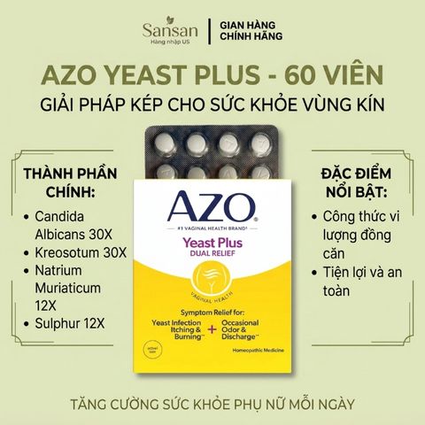 Viên uống bảo vệ sức khỏe Azo Yeast Plus/ Cranberry Urinary Tract Health, Tách lẻ