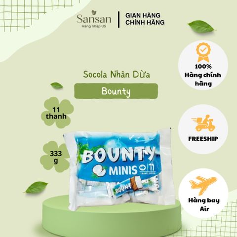 Kẹo dừa soccola Bounty Minis 11 thanh 333g - Nội địa Mỹ