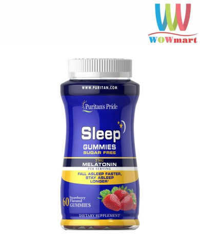 Kẹo dẻo hỗ trợ giấc ngủ ngon Puritan’s Pride Sleep Gummies Me latonin 7mg Sugar Free 60 Gummies