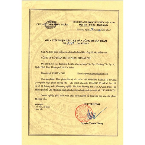 Vitamin B6 - 100 viên Dạng Hộp