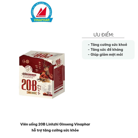 Viên uống Linhzhi Ginseng 20B Vinaphar - Hỗ trợ tăng cường sức khỏe, nâng cao sức đề kháng, giảm mệt mỏi, chiết xuất thiên nhiên 728381