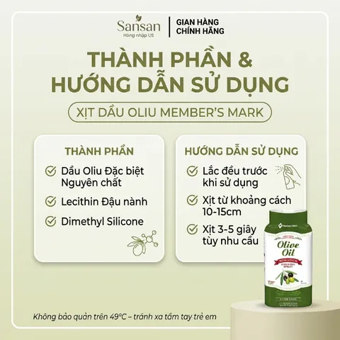 Dầu xịt Olive Oil Member's Mark 198g - Xịt chống dính, 0 calo, dùng cho nồi chiên không dầu