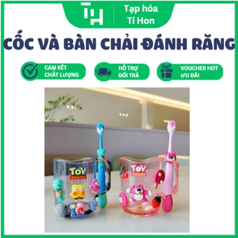 Cốc Và Bàn Chải Đánh Răng Sticker Cho Bé (TH7) (Màu ngẫu nhiên)