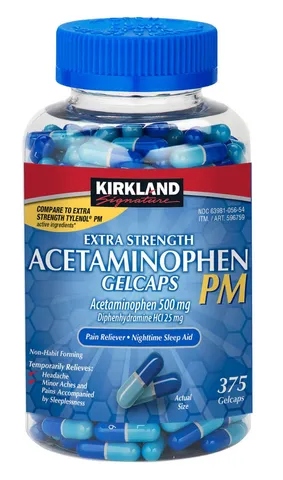 vien giảm đau ban đêm kirkland signature acetaminophen pm 500 mg..500vien