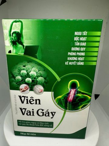 VIÊN VAI GÁY - Hỗ trợ giảm nguy cơ đau mỏi vai gáy do thoái hóa đốt sống cổ - Hộp 30 viên