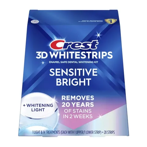 Miếng dán kèm máy chiếu làm trắng răng Crest 3D Whitestrips Sensitive Bright 28 miếng + 1 LED Light 728575