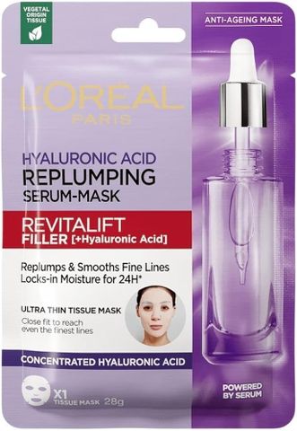 Mặt Nạ Cấp Ẩm Loreal Revitalift Filler Hyaluronic Acid Replumping Tissue Mask 28g