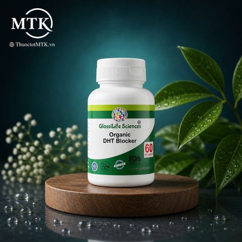 DHT Blocker - Viên uống Organic DHT Blocker GlossyLife Sciences 60 Viên - India ( viên uống mọc tóc, mọc râu, ngăn ngừa rụng tóc, rụng râu )