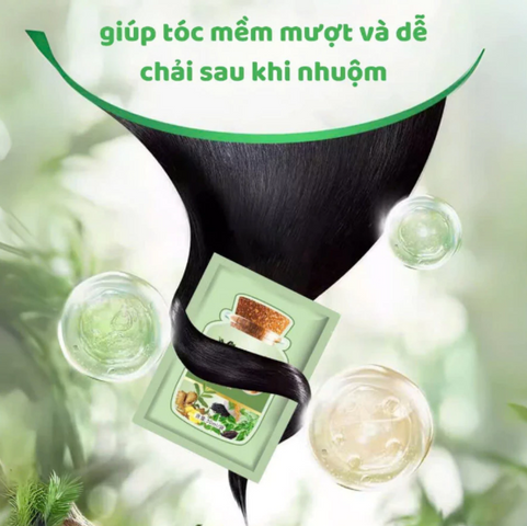 Dầu Gội Nhuộm Tóc Thảo Mộc Hộp 10 Gói , Dầu Gội Phủ Bạc Nhuộm Tóc Đen, Nâu Nuôi Dưỡng Tóc Óng Mượt