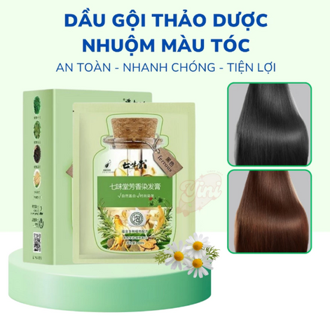 Dầu Gội Nhuộm Tóc Thảo Mộc Hộp 10 Gói , Dầu Gội Phủ Bạc Nhuộm Tóc Đen, Nâu Nuôi Dưỡng Tóc Óng Mượt