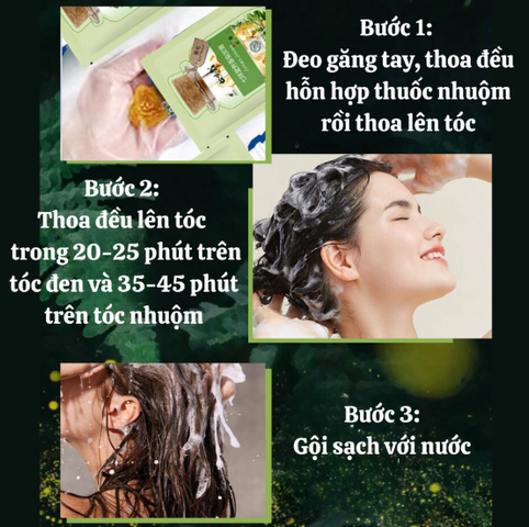 Dầu Gội Nhuộm Tóc Thảo Mộc Hộp 10 Gói , Dầu Gội Phủ Bạc Nhuộm Tóc Đen, Nâu Nuôi Dưỡng Tóc Óng Mượt