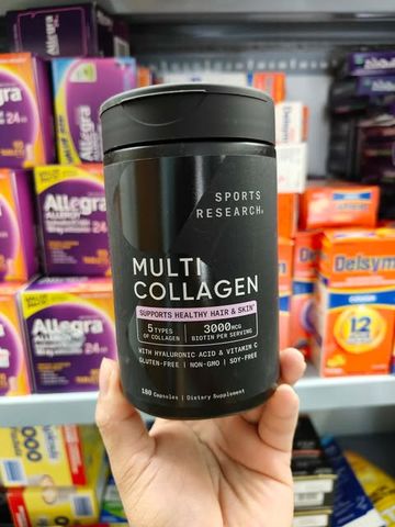 Viên uống bổ sung Collagen Sports Research Multi Collagen 180 Capsules 728837