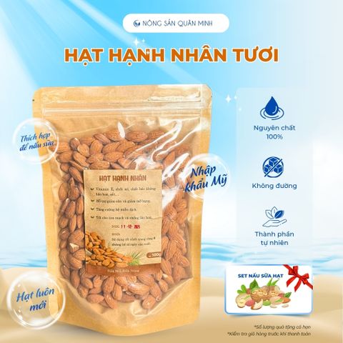 500gr Hạnh nhân tươi CAOFOOD nhập khẩu chính ngạch từ Mỹ - dùng nấu sữa, nấu cháo, ngũ cốc dinh dưỡng