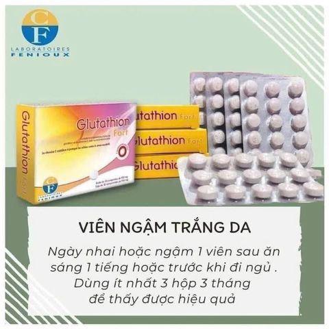 Kẹo Ngậm Trắng Da Glutathion Fort của Pháp hộp 30v