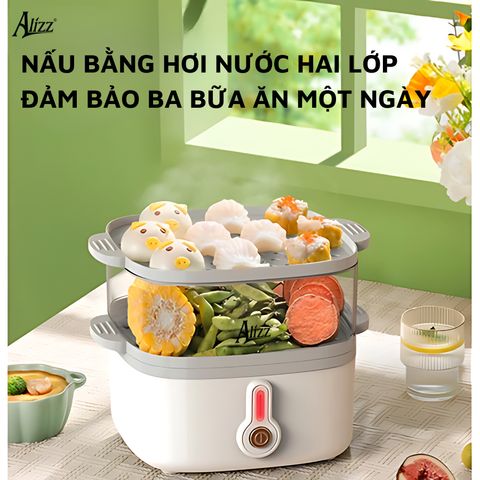 Máy hấp thực phẩm 2 tầng 300W ALIZZ AL-14551 (Màu ngẫu nhiên) (TH84)
