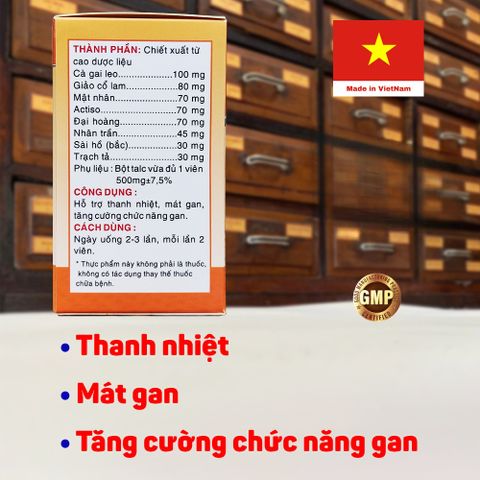 Nhuận Gan Vĩnh Quang - Hộp 60 viên nang - Mát gan, giải độc, tăng cường chức năng gan